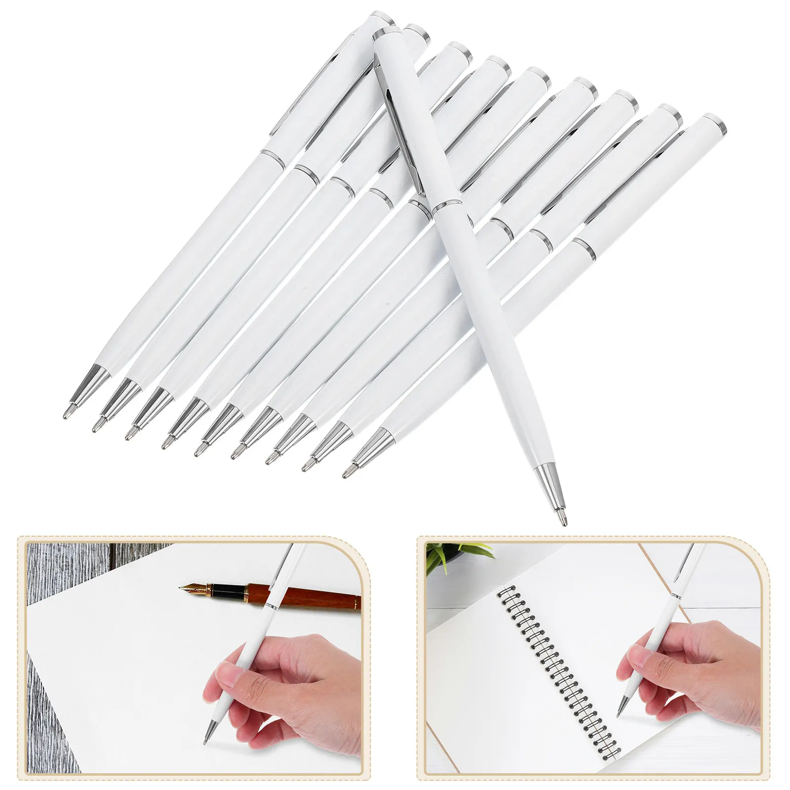 

10pcs Metal Ballpoint Pen Smooth Writing Rotating Office Ink For Business Portable Pens Stationery Set
