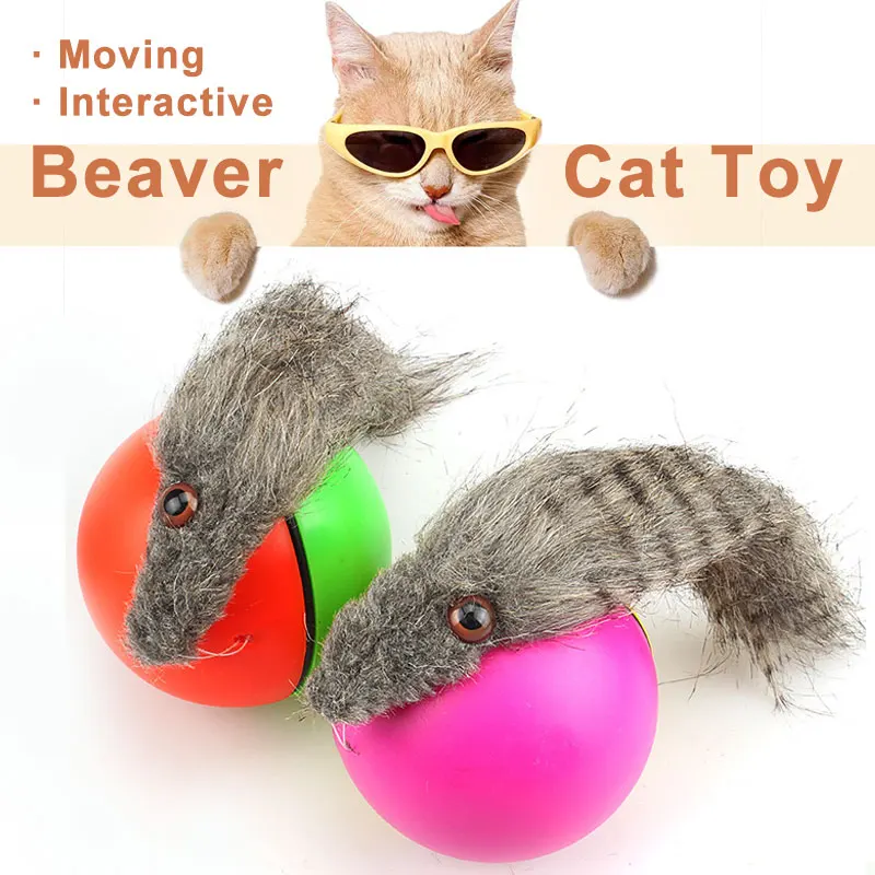 Beaver Cat Balls Toy for Kitten Plastic Electric Pet Products Moving Cat Accessories Interactive Dog Beaver Weasel Rolling Ball