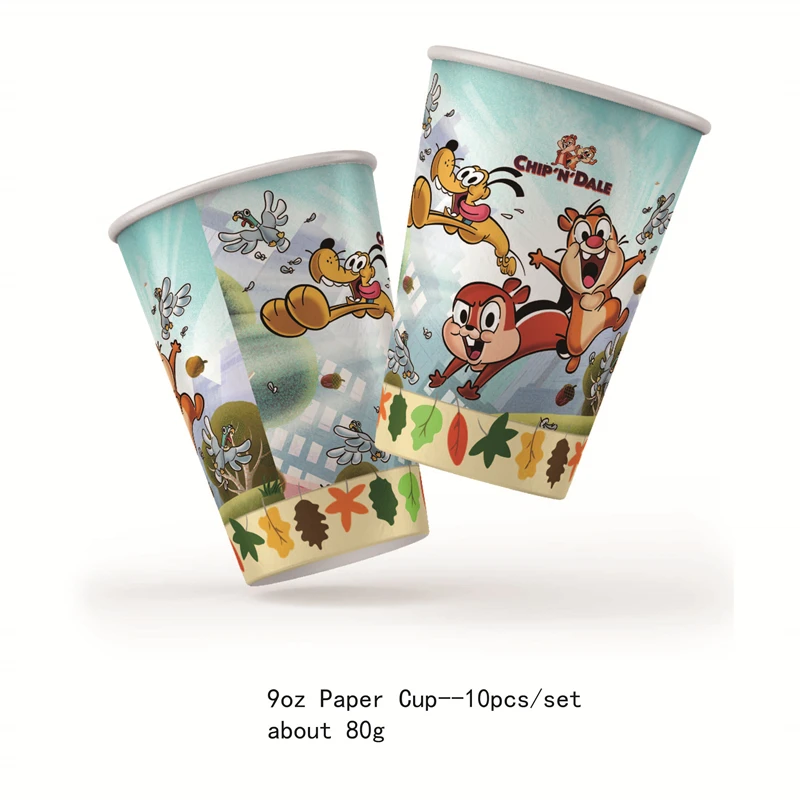 Chip 'n' Dale Series Party Disposable Tableware Paper Cups Plates Chip and Dale Balloons Children Birthday DIY Party Decoration