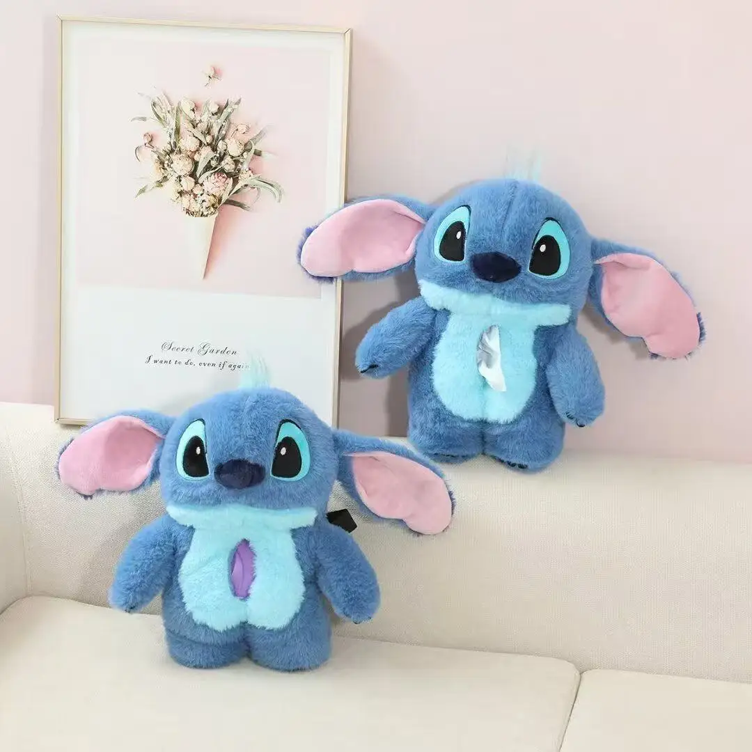 Коробка для салфеток Disney Stitch, мультяшная плюшевая автомобильная коробка для салфеток, чехол для салфеток, коробка для хранения, предметы для украшения дома, красивая и практичная