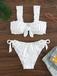 Schiffy Knot Front Tie Side Bikinis 2026 White Swimsuit Women Swimwear Female Sexy Bathers Bathing Swimming Swim Suit Beachwear