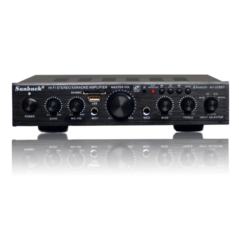 

AV-338ST SUNBUCK 2000W 50/60Hz HIFI Digital Stereo Audio Power Amplifier Speaker 5 Channel Support 2 Microphone AUX Input