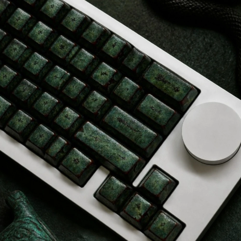 Bronze Ceramics Keycaps Set 75/94/120keys Custom Cherry Profile Artisan Retro Keycap Ink Snake Pattern Keyboard Cap Accessories