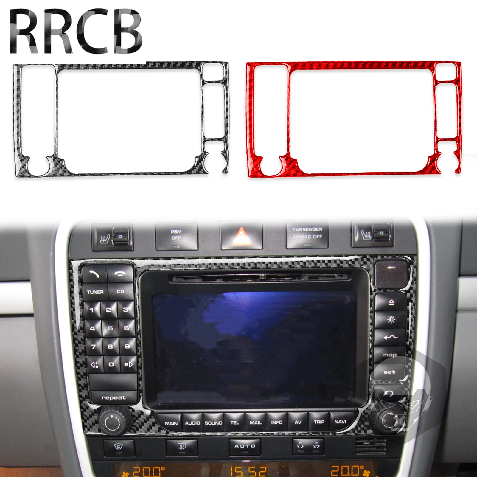 

For Porsche Cayenne S GTS Turbo 2003-2010 Carbon Fiber Dashboard Center Console Navigation Interior Car Accessory Cover Sticker
