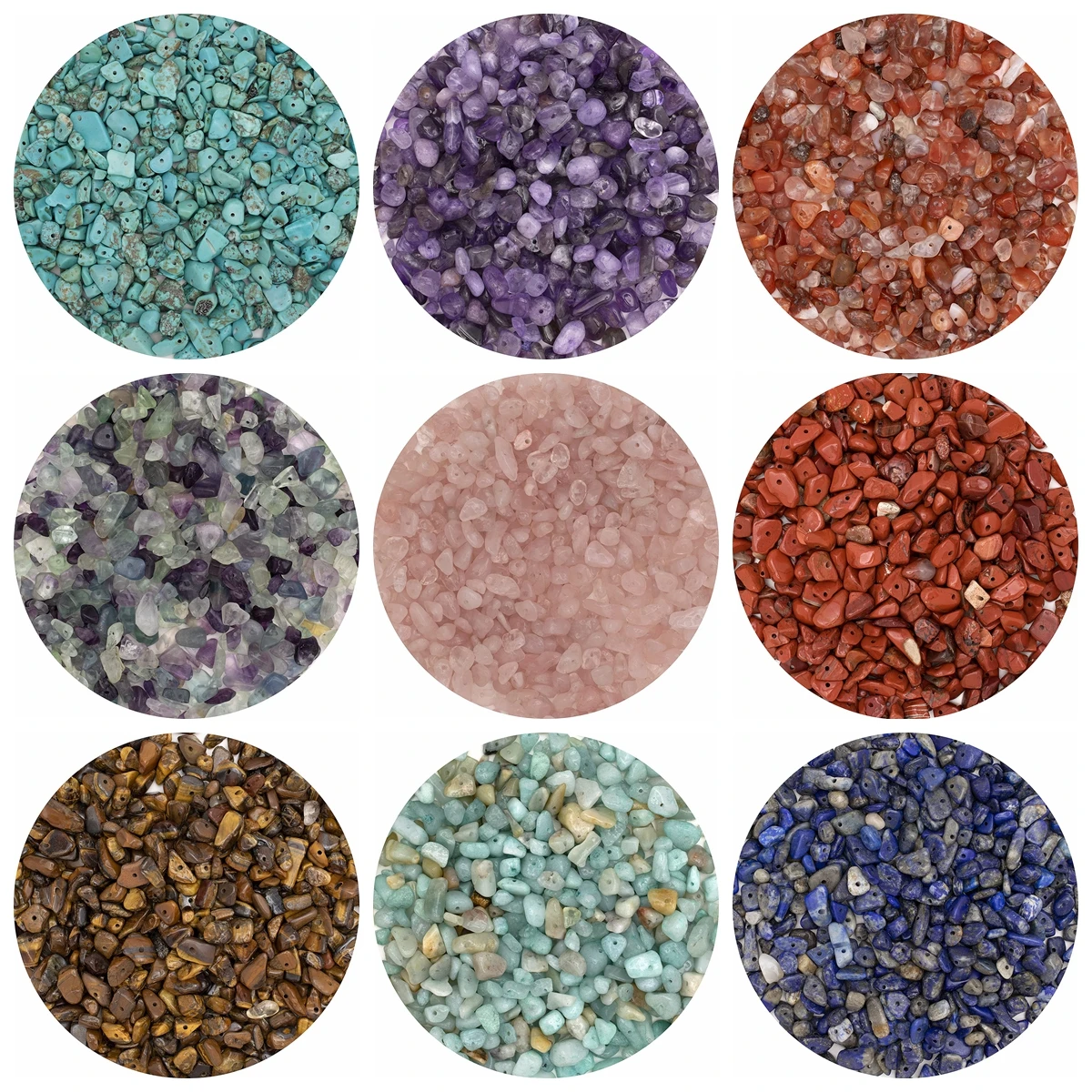 500PCS Loose Chip Gemstone Beads for Jewelry Making Necklace Bracelet Drilled Polishd Irregular Raw Rock Stone Healing Crystal