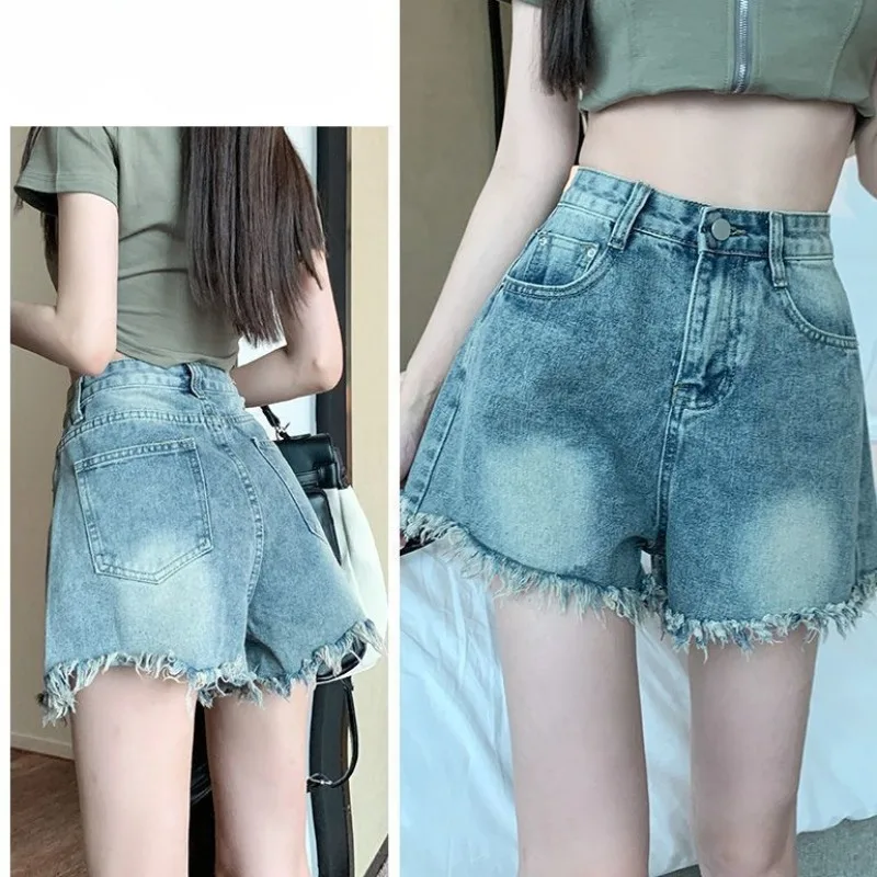 Denim Shorts Summer Latest Small Woman's High Waist Loose Thin A-line Hot Short Pants Ins Style Trendy Casual Streetwear Jeans