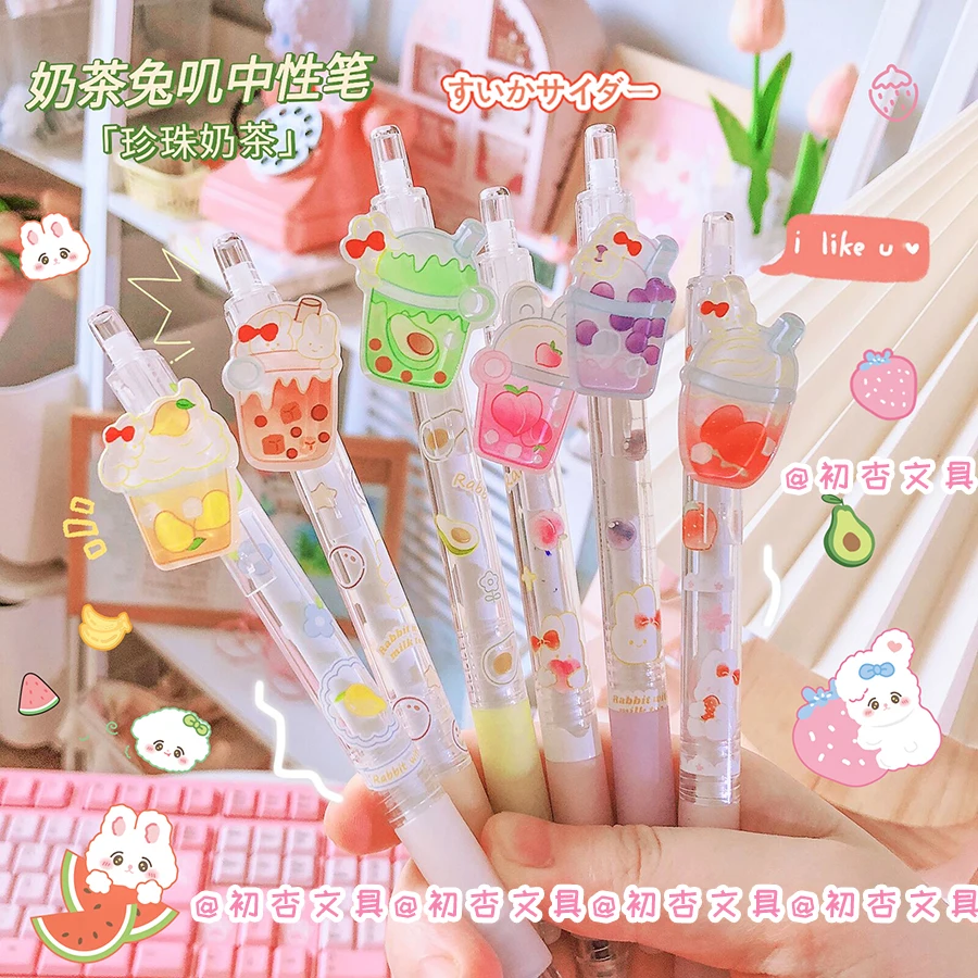 

Fruit Rabbit Gel Pen Kawaii 0.5MM Black Ink Cute Pens Lovely Stationery Pens School Student/Office Supplies