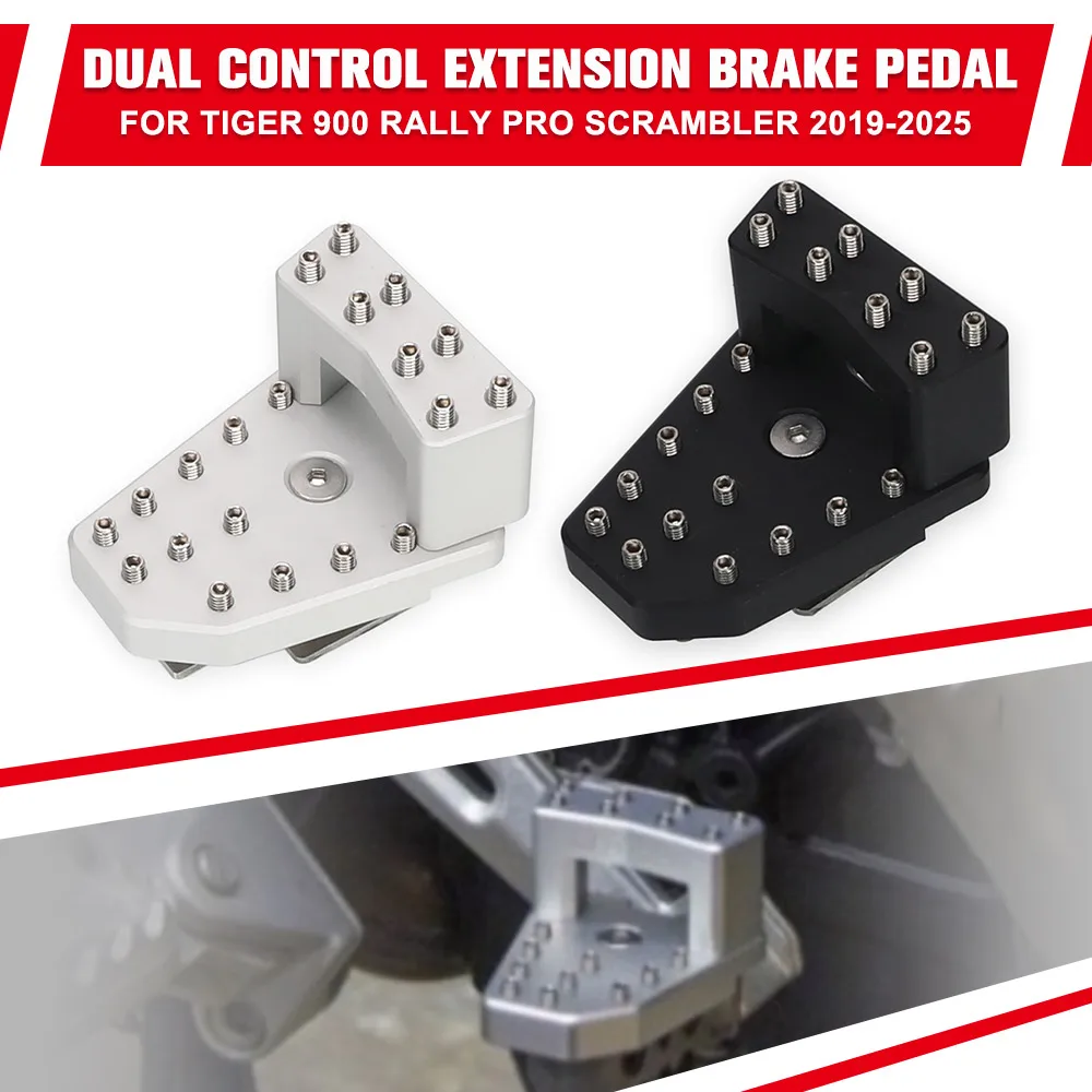 2024-2025 Scrambler 1200X Rear DualControl Brake Lever Pedal Step Tip Extension For Tiger 900 Rally Pro 1200XC 1200XE 2019-2023