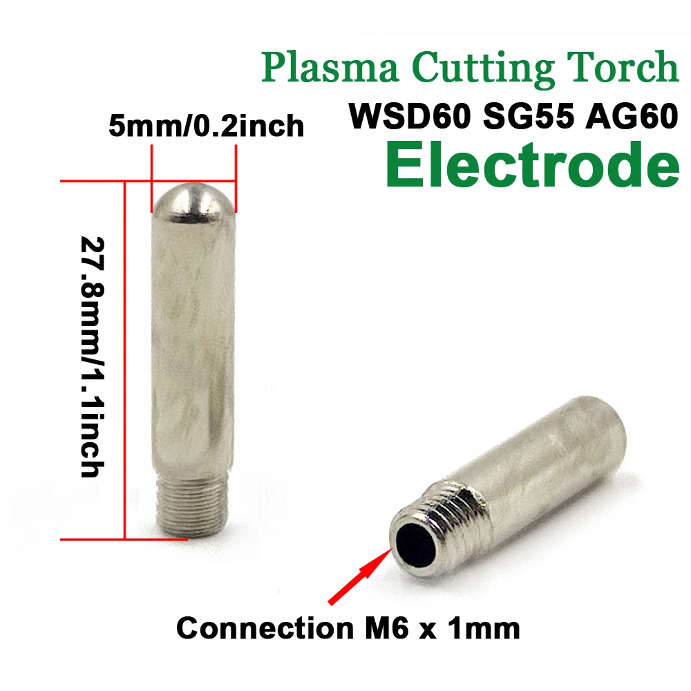 Imagem -03 - Consumíveis de Corte Plasma Tocha Eletrodo Ponta Bico Kit 60a Acessórios da Máquina Corte Plasma Ag60 Sg55 100 Peças Wsd60