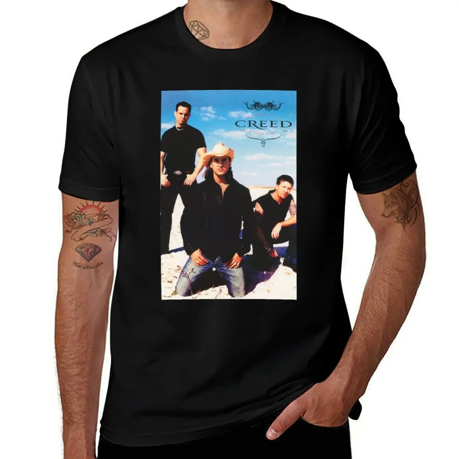 تي شيرت Creed Band Active تي شيرت رجالي 100% قطن ماركة فاخرة تي شيرت للرجال حزمة تي شيرت أبيض