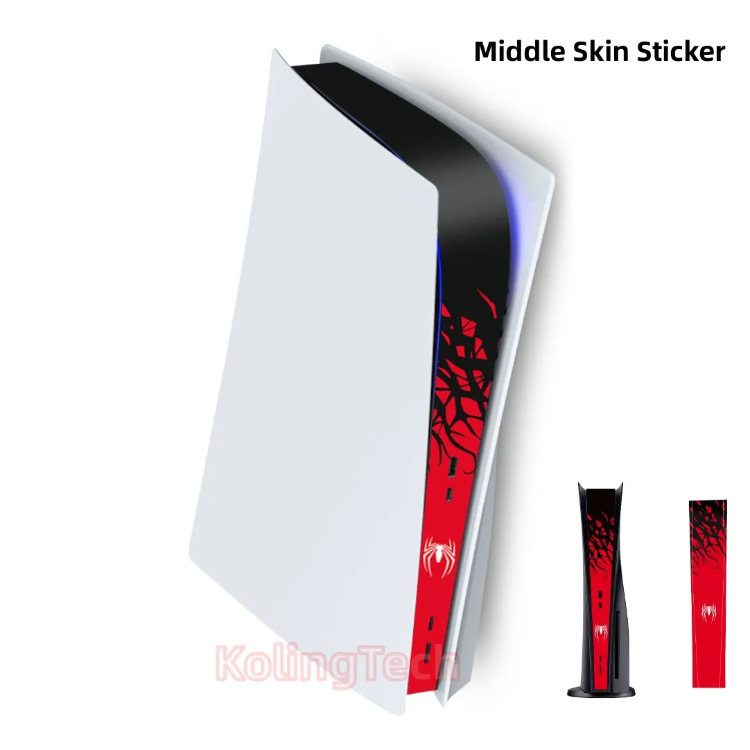 New Spider PVC Vinyl Middle Skin Stickers for PS5 Console Disc Version Protective Console Middle Sticker for PS5