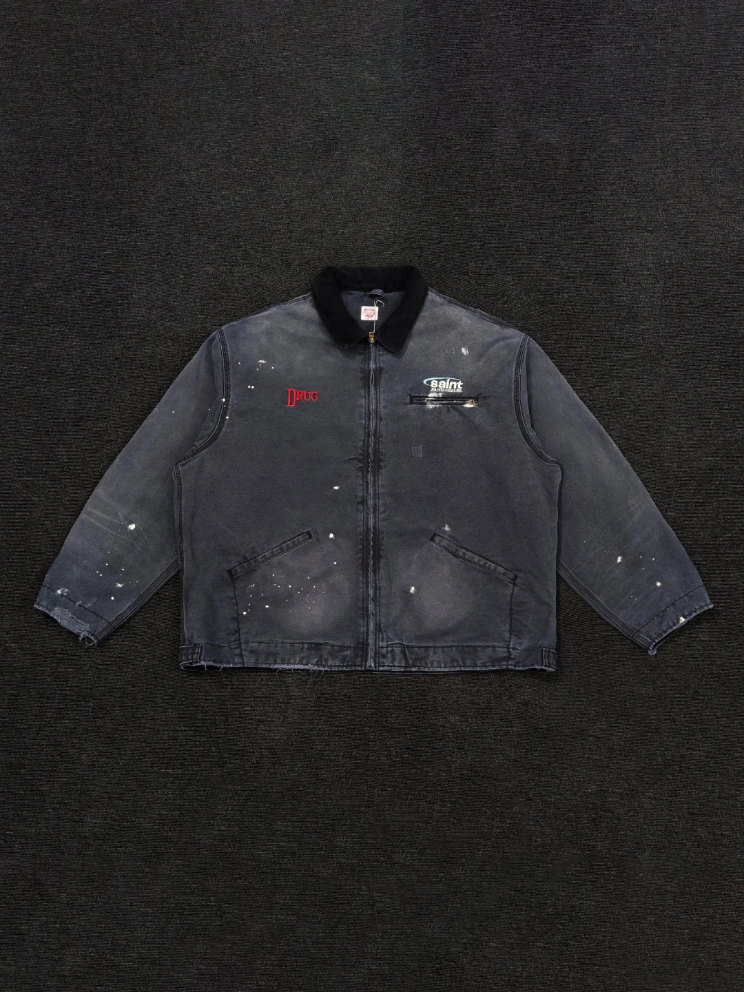 

Membre Detroit Waed Vintage Jaet Loose Fit Youthful Sle Cotton Long Sve Zipper Closure Letter Pattern Casual Outerwear