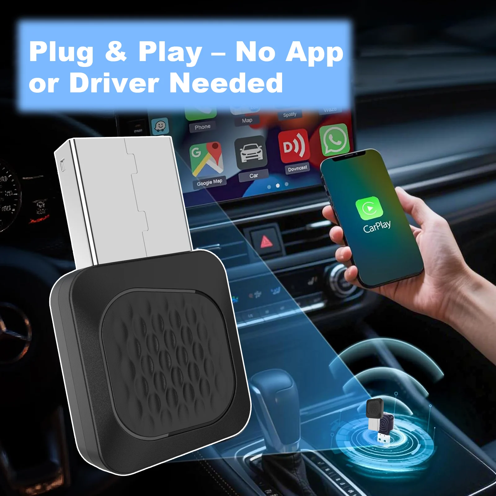 

Car Wireless Carplay Adapter for Tesla Model Y 3 2017-2025 Juniper BMW G20 for Car with Wired CarPlay&Wired Android Auto