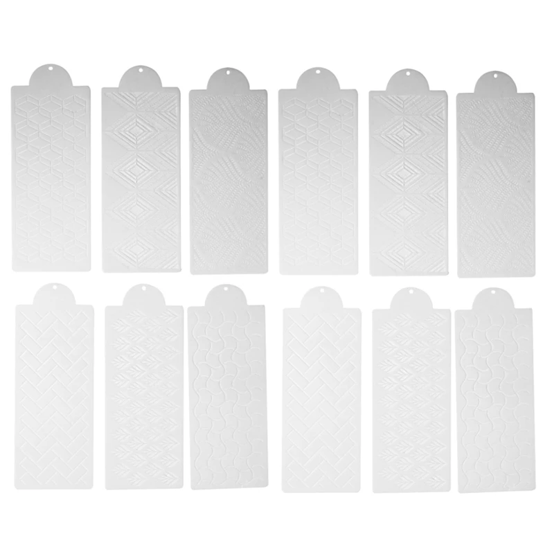 12Pcs Cake Templates Cake Imprint Embossing Mat Cake Printing Hollow Lace Decoration Molds Decorative Flower Edge