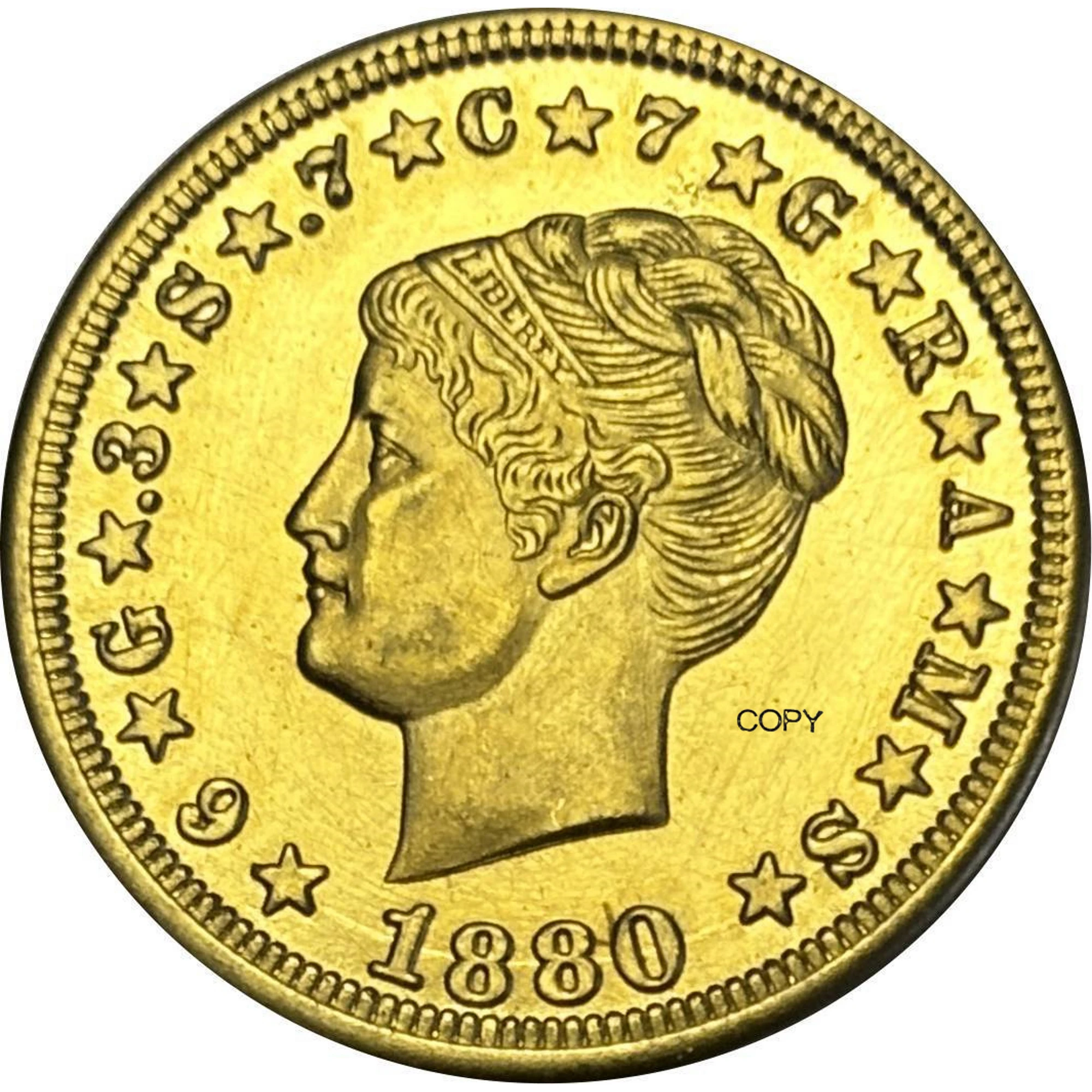 США 1880 1 Стелла, 4 доллара, витой узор для волос, США, золото, латунь, металл, Америка, копия, памятная монета, коллекционная США 1880 1 Стелла, 4 доллара, витой узор для волос, США, золото, латунь, металл, Америка, копия, памятная монета, коллекционная