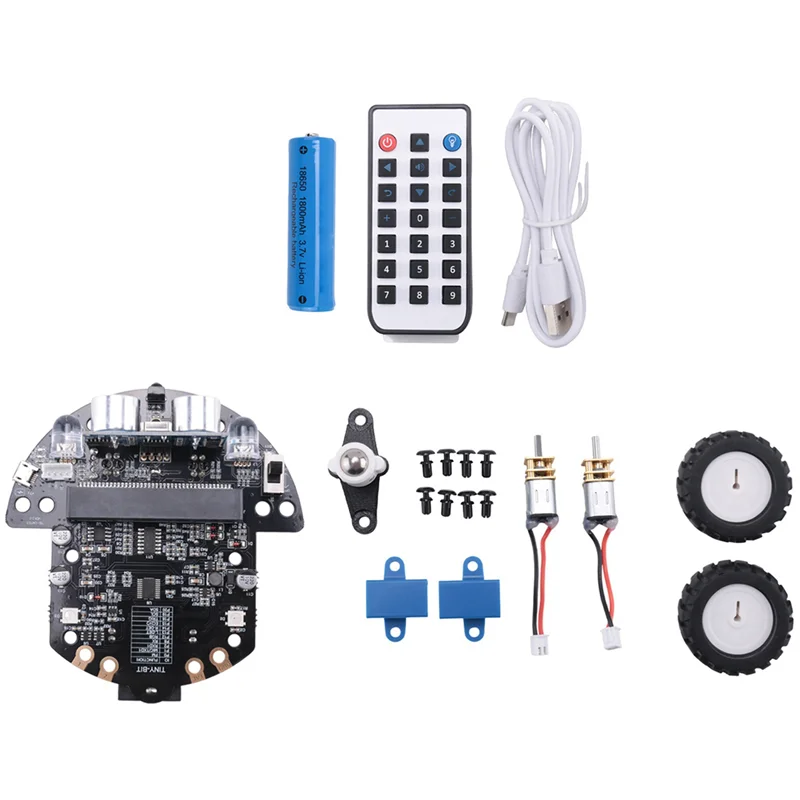 N82R 3X Robot Programmeerbare Robotic Kit Gebaseerd op BBC Microbit V2 en V1 voor STEM-codering Onderwijs met oplaadbare batterij (A)