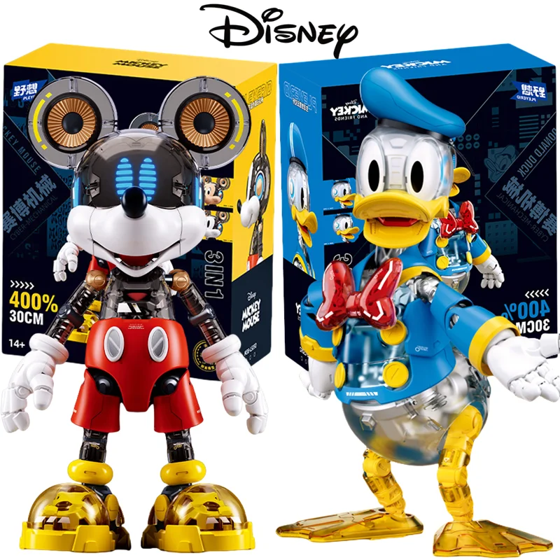 

LED 30cm Disney Donald Duck Mickey Action Figure Joint Mobility Model Cute Anime Dolls Comic Assembly Toy Machine Birthday Gifts