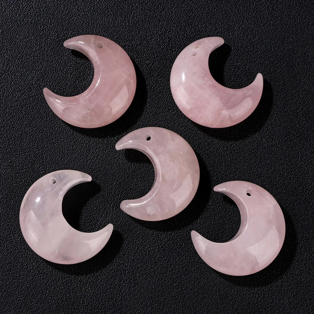 2PCS Natural Crescent Moon Charm Bead Top Drilled Cat Eye Amethyst Quartz Reiki Pendant For Jewelry Making Necklace Earrings DIY - view 5