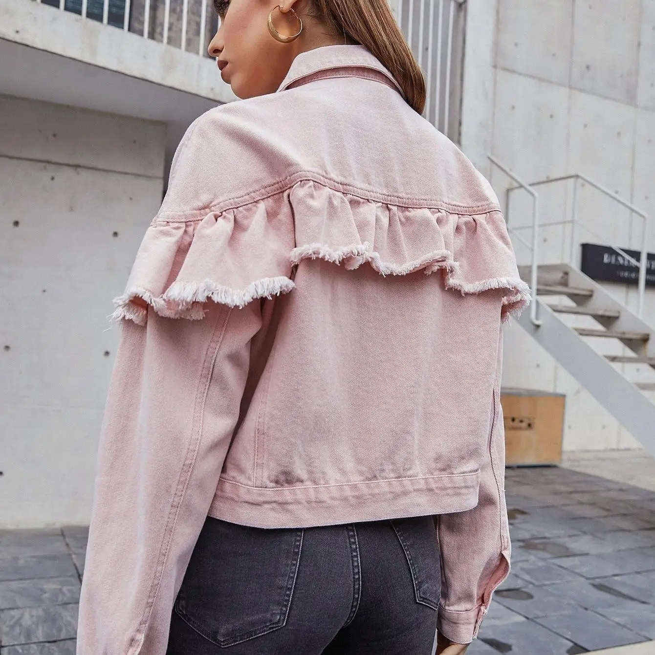 Chaqueta Corta de Mezclilla para Mujer, Abrigo Informal de Otoño, Nuevo Estilo, Corte Entallado, sor Regular, Mezcla de Te...