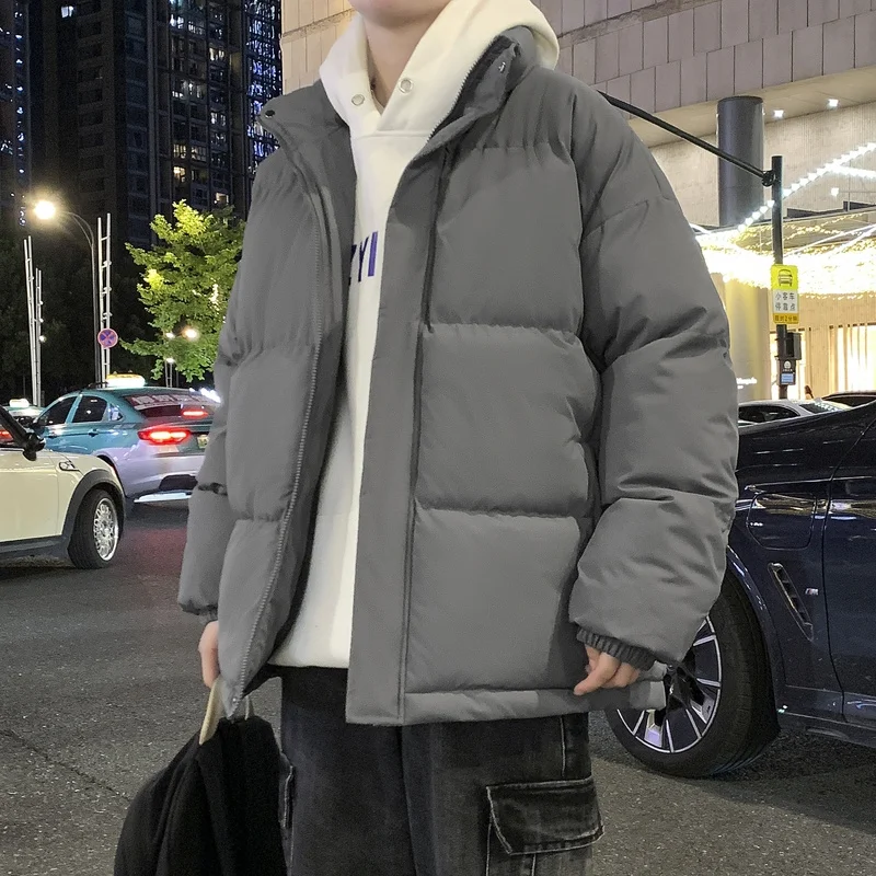 M-8XL Men's Plus Size Cotton Jacket Solid Color Simple Casual Loose Collar Warm Bread Clothing Winter Men's Cotton Coat Jacket