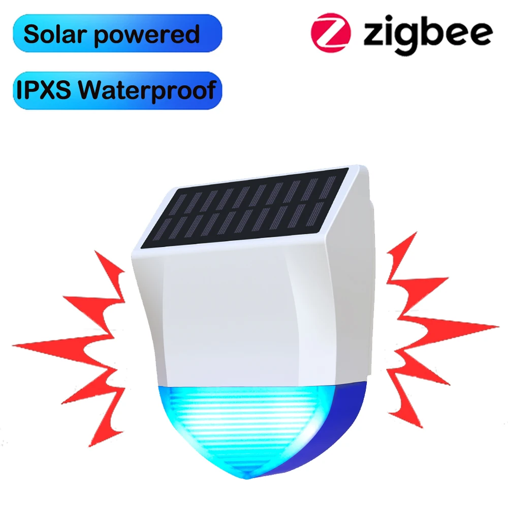 Tuya Smart Zigbee/Wifi Siren Alarm Waterproof Outdoor With Solar And USB Power Supply Optional 95dB Remote Control