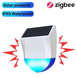 Tuya Smart Zigbee/Wifi Siren Alarm Waterproof Outdoor With Solar And USB Power Supply Optional 95dB Remote Control
