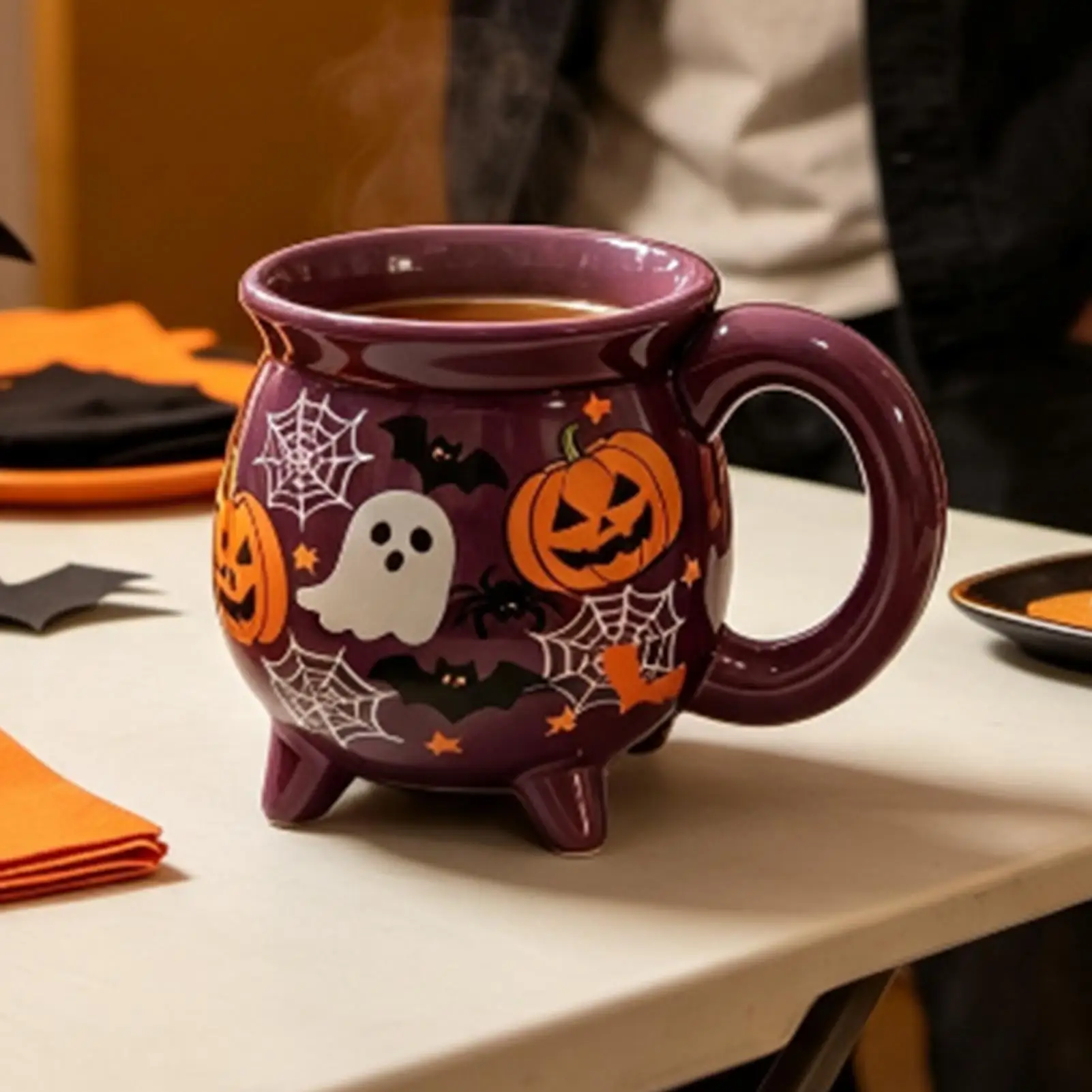 Halloween Themed Ceramic Mug Cauldron Mug 360ml Ceramic Water Tea Drink Cup Witch Mug For Home Kitchen Break Room  decor