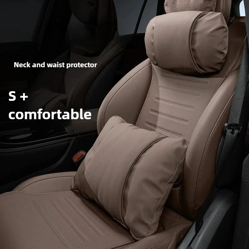 

Car Leather Headrest Lumbar Support Car Rest Neck Pillow Protection Back Lumbar Cushion Seat Waist Supports Car Headrest Cushion