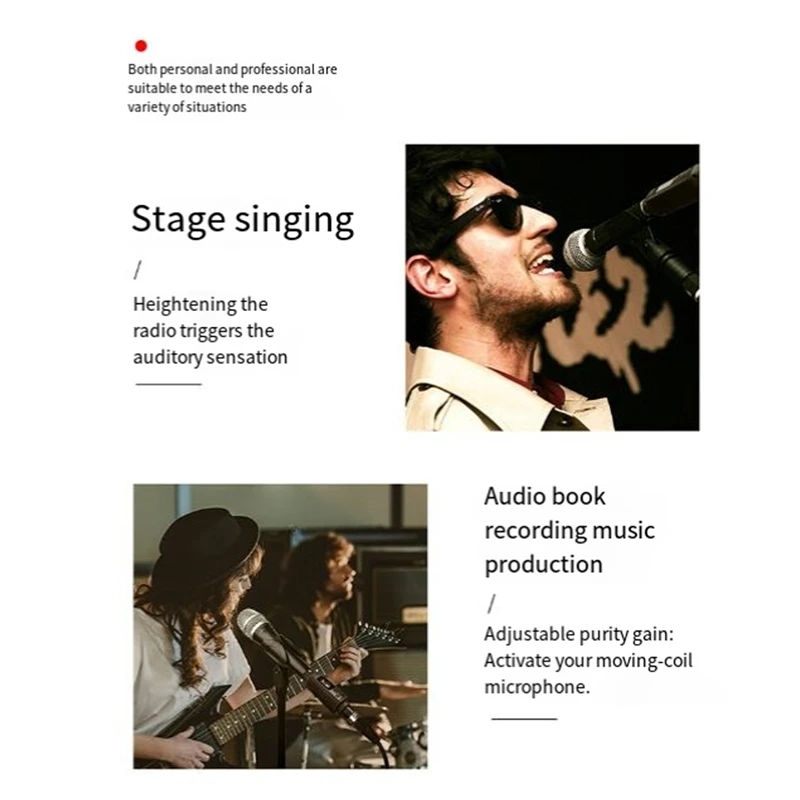 Rechargeable Dynamic Microphone Preamplifier LCD Screen 12DB-39DB Built-In Rechargeable Amplifier For SM58 Easy Install