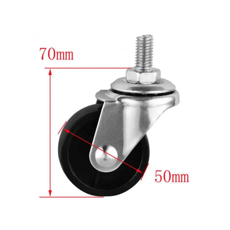 (5 Packs) Casters 2 Inch Light Black PP Movable Screw Caster M10 Electrical Furniture Universal Wheel