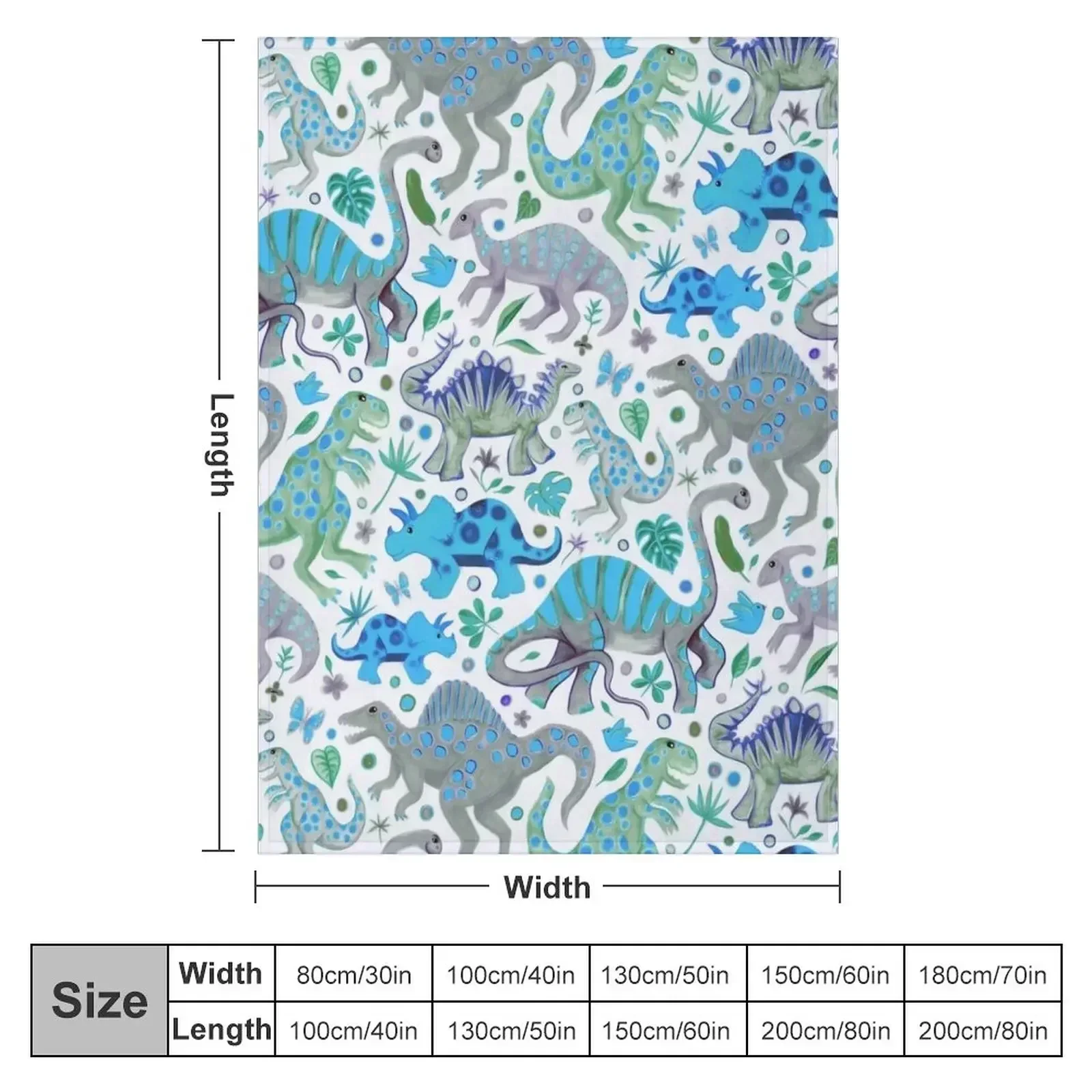 Happy Dinos in Blue and Green Throw Blanket Blankets For Bed Plush Bed heavy to sleep Luxury Blankets