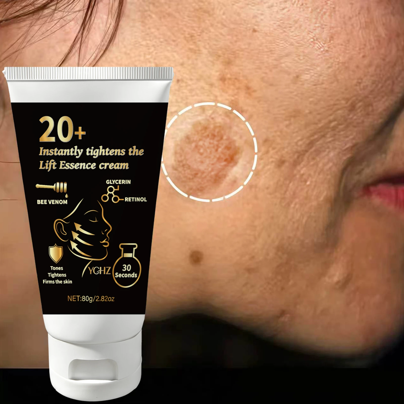 

20X Instant Anti-Wrinkle and Collagen Retinol Face Cream, Suitable for All Skin Types, Hydrating Gel, Specially Designed for Dry Skin, European Formula, Gift Pack-80G