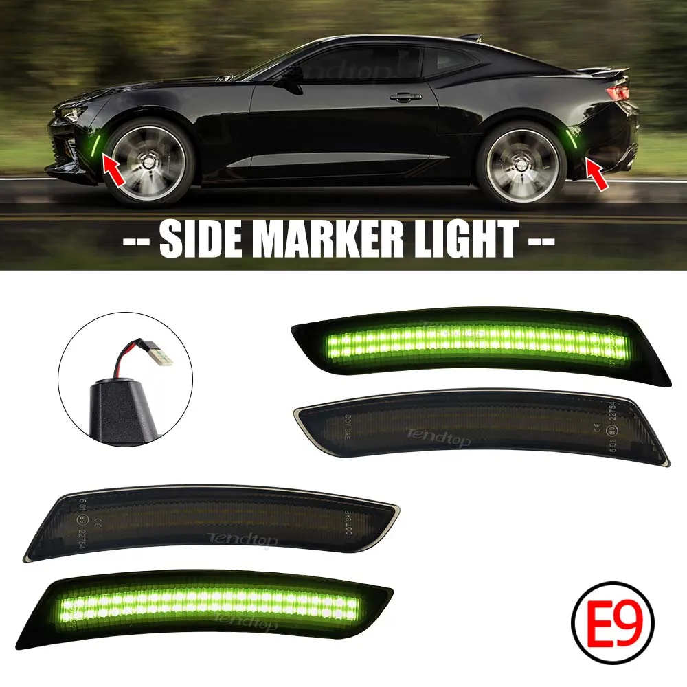 Smoked Lens Front Rear LED Sider Marker Lamp Parking Lights For Chevrolet Chevy Camaro 2016 2017 2018 2019 2020 2021 2022 2023