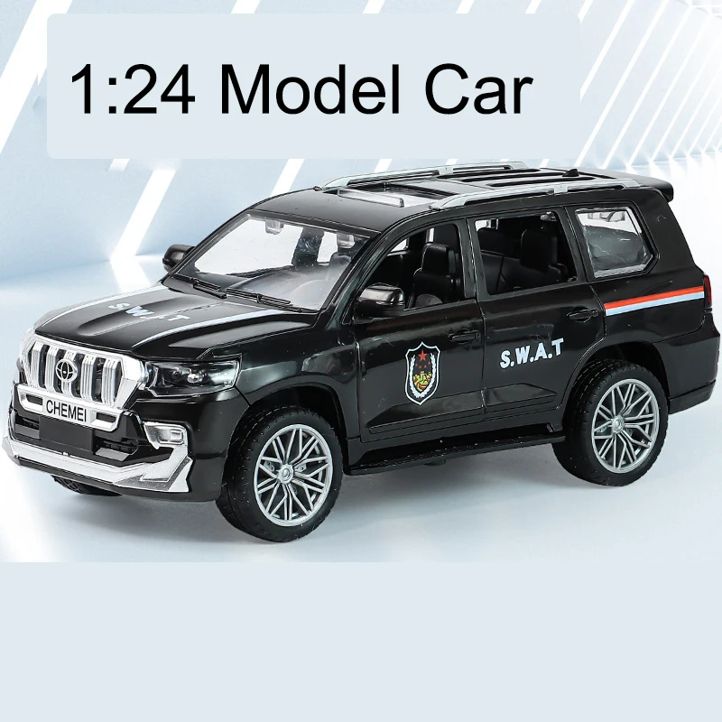 1:24 Mini Car Pull-back Car Toy Police car Model Sound And Light Vehicle open door Simulation Commercial Car Model Boy Collectio