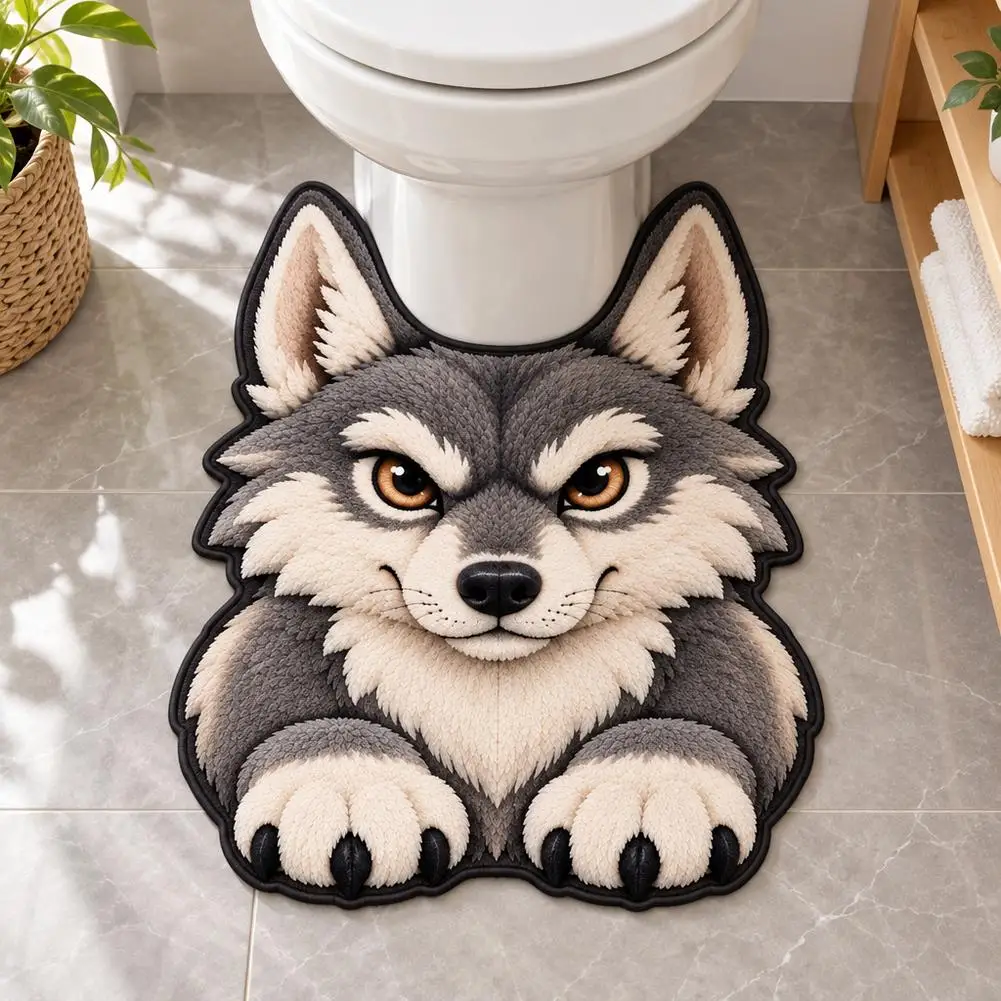 1pc Irregular Animal Bathroom Floor Mat Diatomaceous Earth Absorbent U-Shaped Toilet Seat Mat Splash Proof Mat 2026