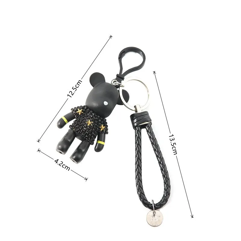 Stylish Bear Silver-plated Key Ring with Diamonds, Gift for All