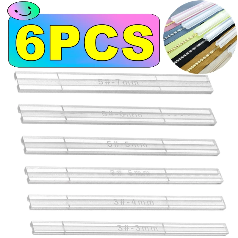 

1-6PCS Acrylic Template Sewing Accessories for Leather 3# 5# 3/4/5/6/7mm Pitch Zipper Glue Leak Proof Acrylic Ruler DIY Tools