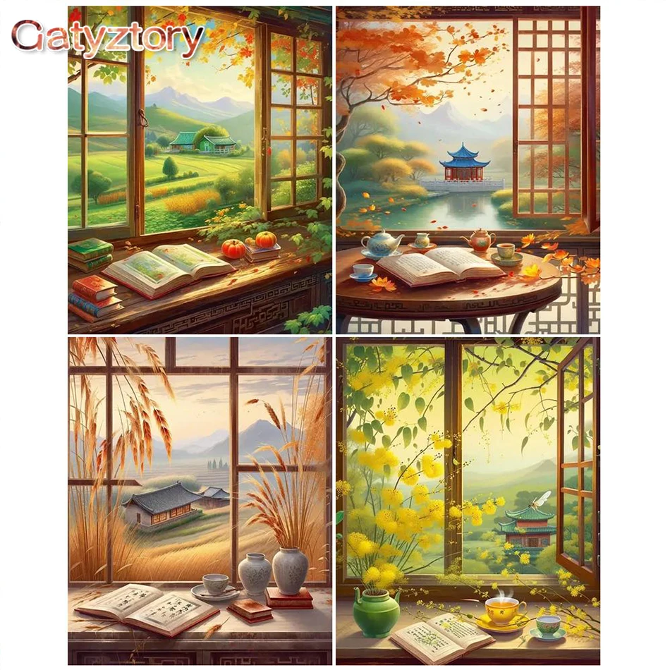 

GATYZTORY DIY Oil Painting By Numbers Landscape Drawing On Canvas Adults Kit HandPaint Coloring By Number For Home Decor Wall Ar