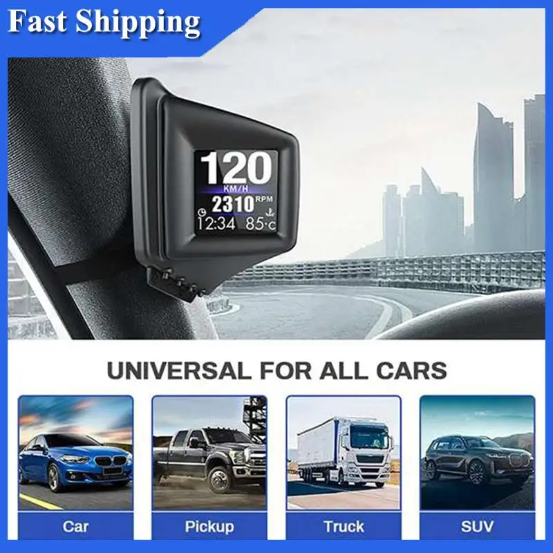 Precise Car Head Up Display, A-Pillar HUD OBDII & GPS Dual System, Speed, RPM, Overspeed Warning, Multi-Function HUD Gadget Repl