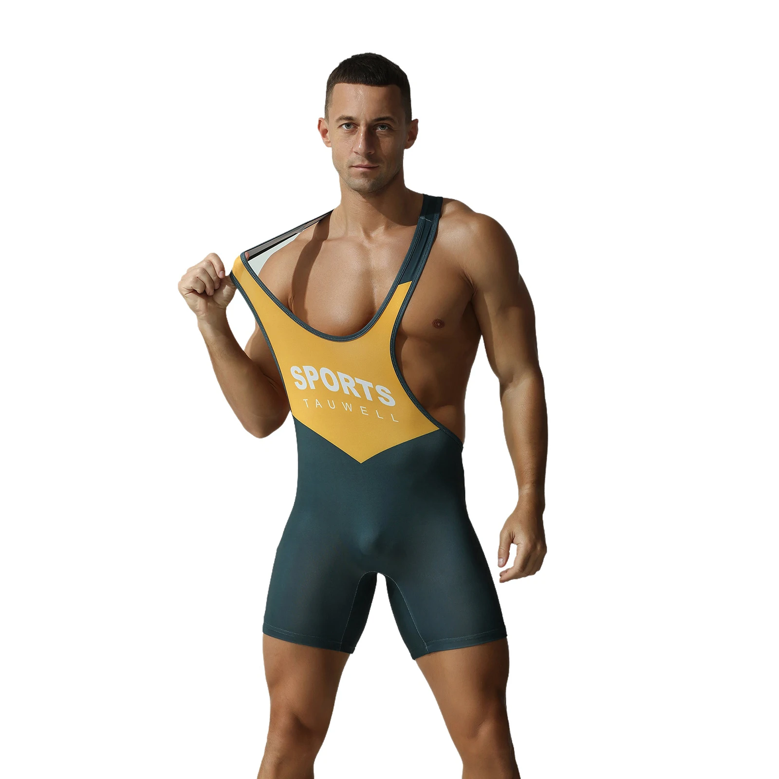 

Men Boxers Wrestling Singlets Athletic Supporters Slim Fit Sport Bodysuit Sleeveless Wrestling Leotard Gym Jumpsuits Swimwear