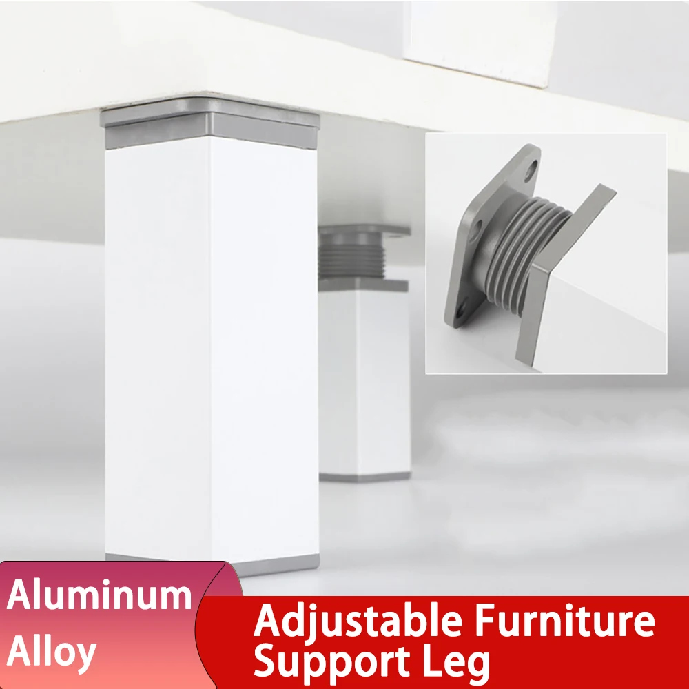 2/4Pcs Adjustable Height Furniture Support Legs Square Black/White 6-40cm Bed Cabinet TV Stand Sofa Support Feet Replacement Leg
