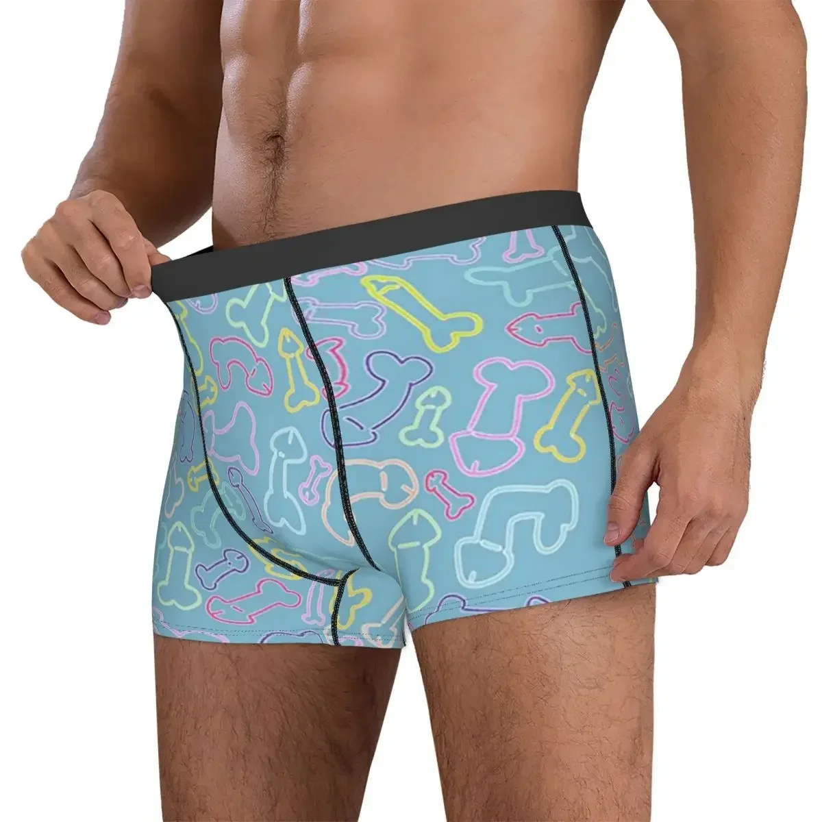 Boxer Underpants Shorts Pastel Penis Pattern Mask Active Panties Male Ventilate Underwear for Homme Man Boyfriend Gifts