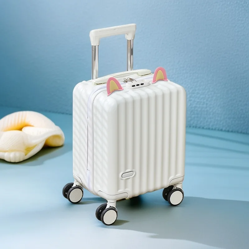 

Легкий 4-дюймовый дорожный чемодан для женщин, весенне-осенний прочный маленький кожаный чемодан для путешествий с тягой