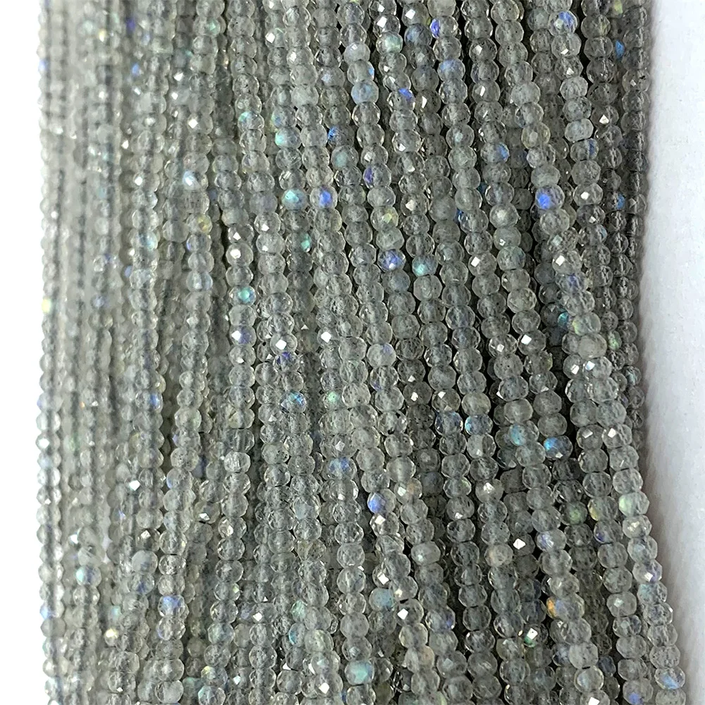 

Veemake Natural Blue Labradorite Faceted Rondelle Small Beads For Jewelry Making Necklace Bracelets Earrings Ring 06659
