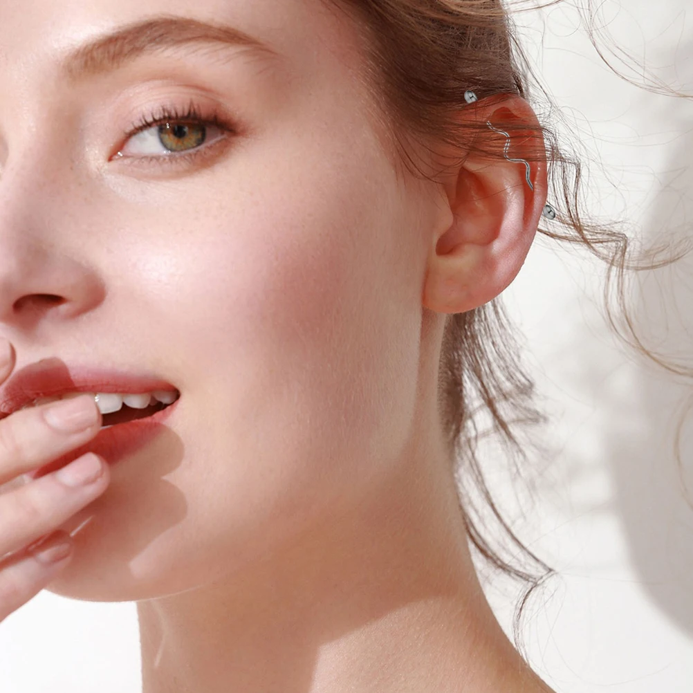 

9pcs Stud Earrings Set Durable Rhinestone Acrylic Stainless Steel Industrial Barbell Piercing Jewelry for Women Men