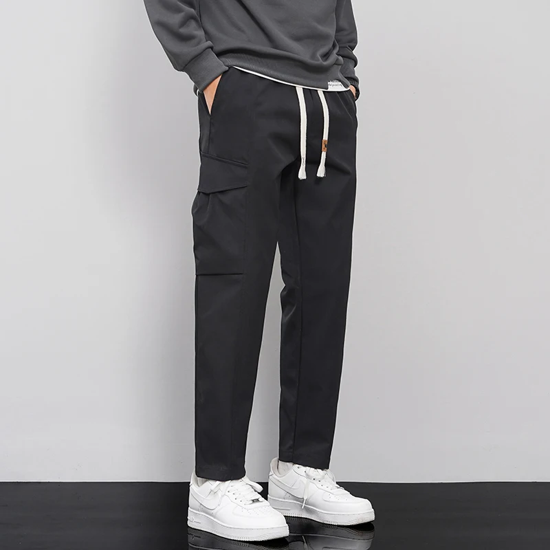 

Повседневные свободные мужские брюки прямого кроя для работы, осень 2024, модные брендовые спортивные брюки для подростков, дышащие, из полиэстера
