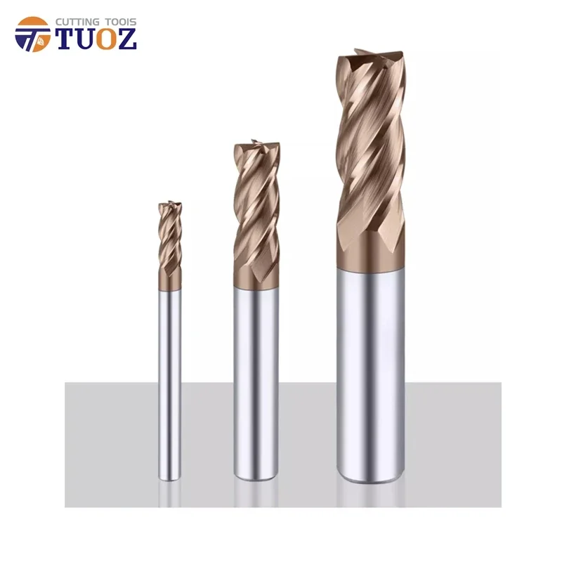 HRC60 Carbide End Mill 8.5 9 9.5 10 10.5 11 11.5 12 14 16 18 20mm 4F Milling Cutter Alloy Coating Tungsten Steel Cutting Tool