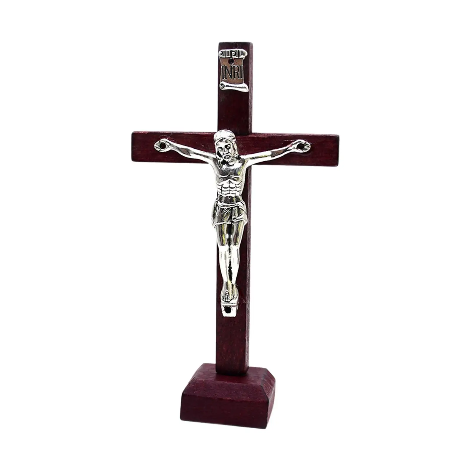 Crucifix Tabletop Decor 4 inch Wood Cross jesus Statue for Decoration Gifts