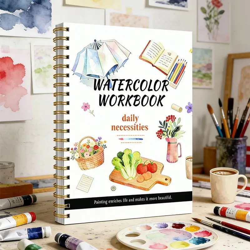 caderno-espiral-de-aquarela-com-flores-papel-grosso-guias-faceis-para-iniciantes-pratica-diaria-de-arte