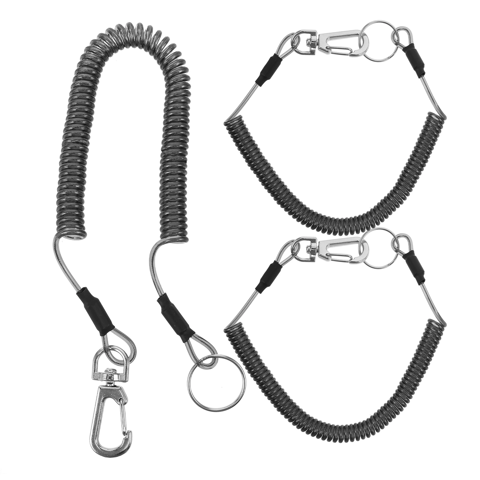 

3pcs Elastic Fishing Lanyard Retractable Spring Coil Strap Durable Steel Wire Keychain Lanyard for Fishing Climbing